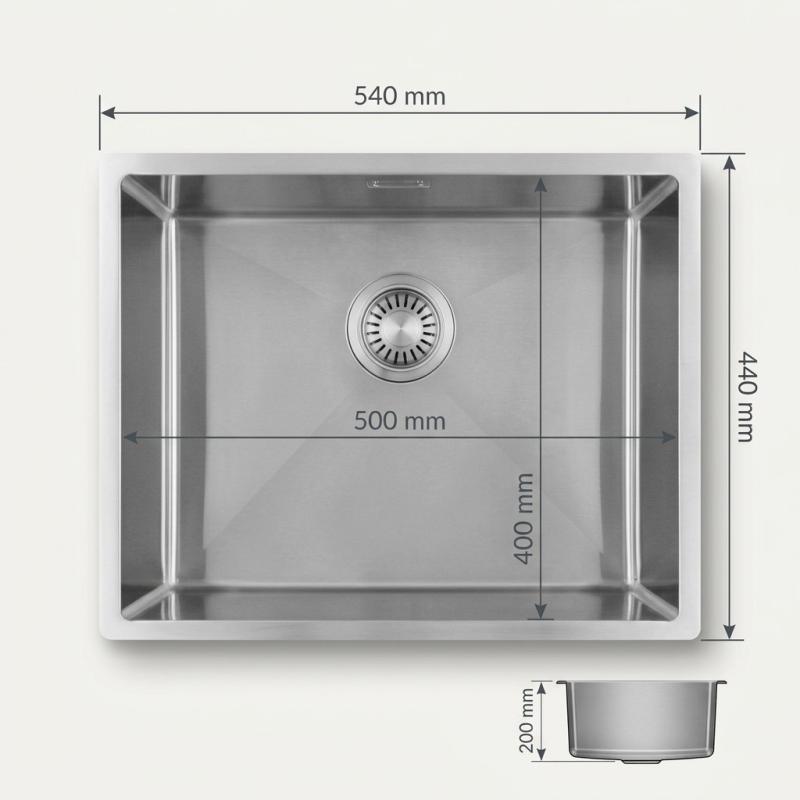 Pure.Sink Luxion RVS spoelbak 50x40 cm onderbouw, vlakinbouw en opbouw  PLX5040-02